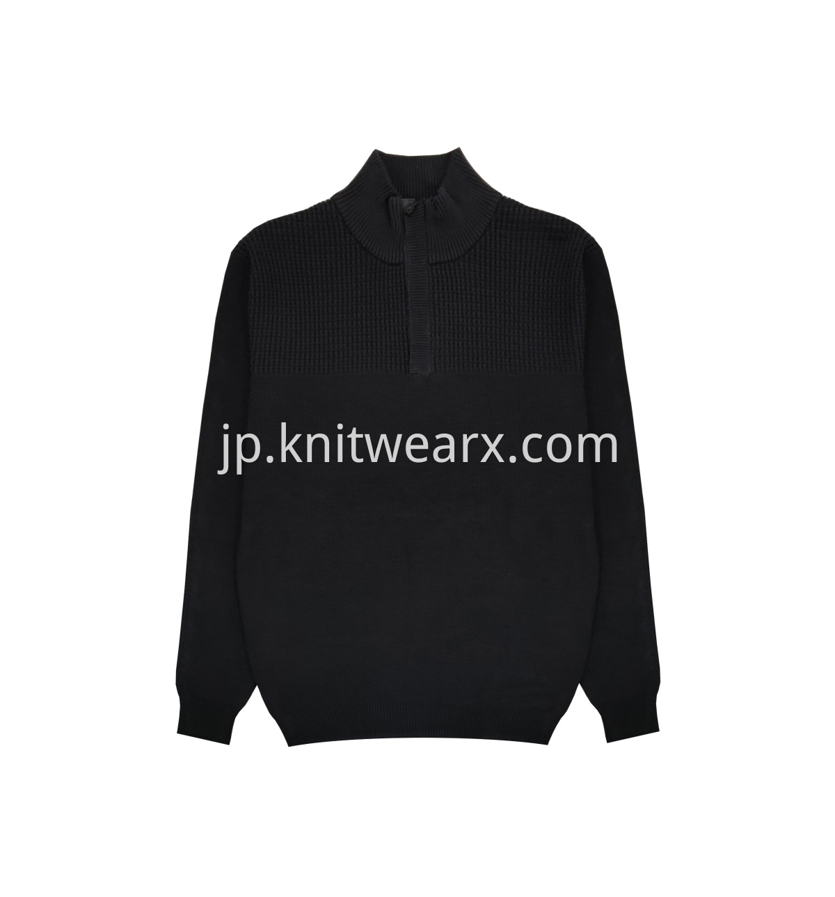 Men's Knitted Quarter Zip Mock Neck Textured Pullover